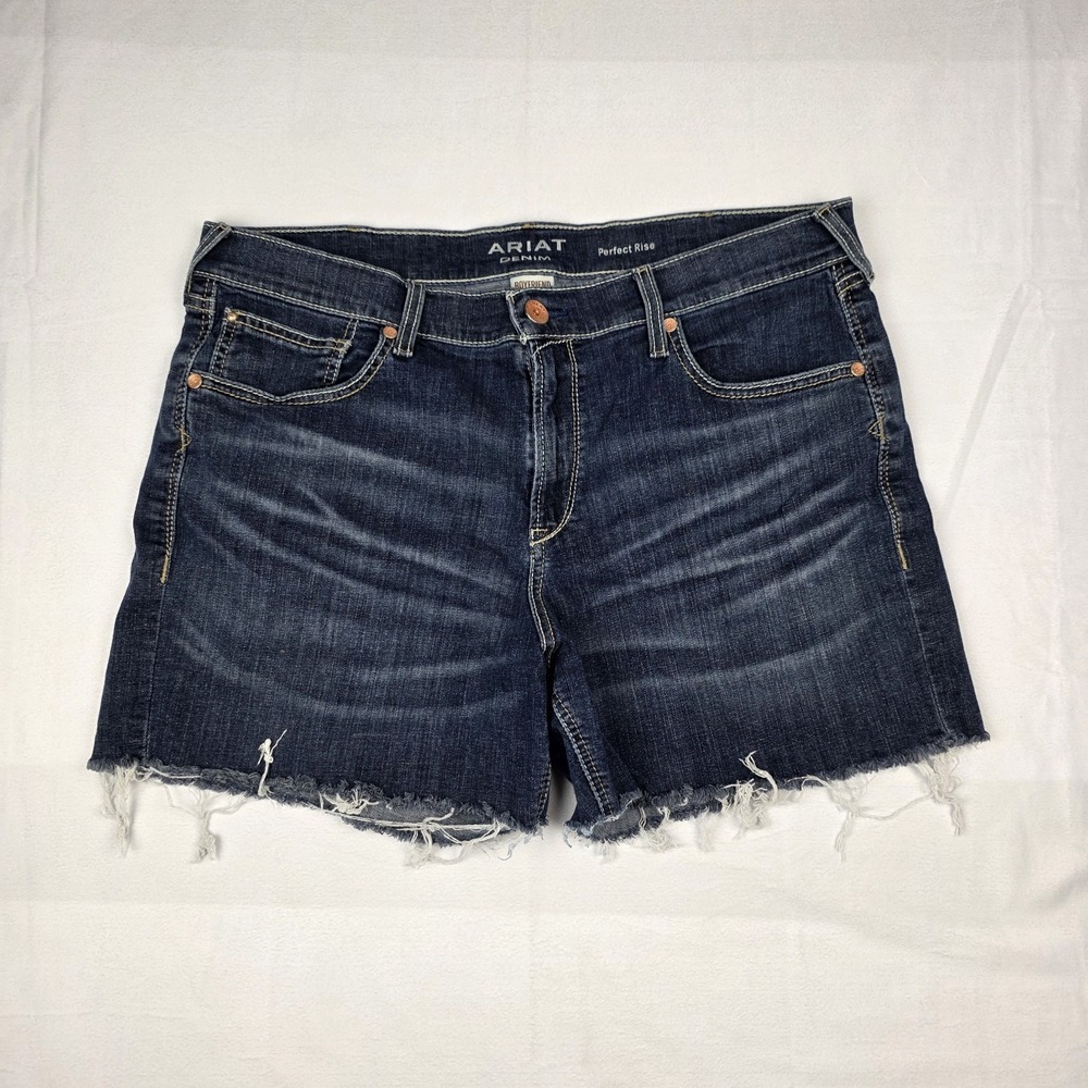 Ariat Shorts Womens Size 34R Perfect Rise Boyfriend Fit Rosa 5" Blue Denim